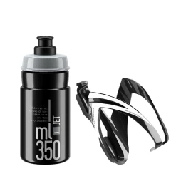 ELITE Ceo & Jet Kit 350 Ml Trinkflasche Mit Flaschenhalter Im Set - Schwarz/Weiß/Grau