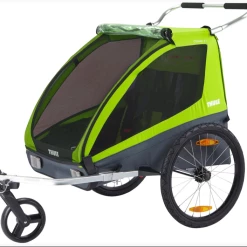 Thule Coaster XT Kinderfahrradanhänger 20"+ Buggyset Zweisitzer Bis 45 Kg Belastbar - Avocado